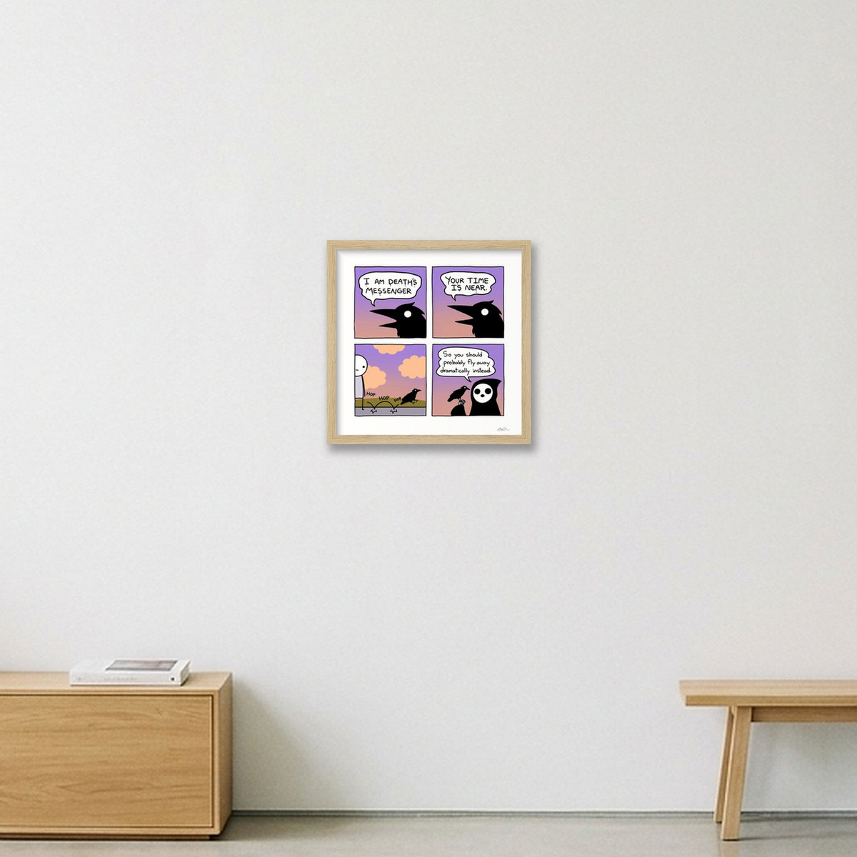 Death's Messenger — 30×30cm, 12×12" Oak Frame