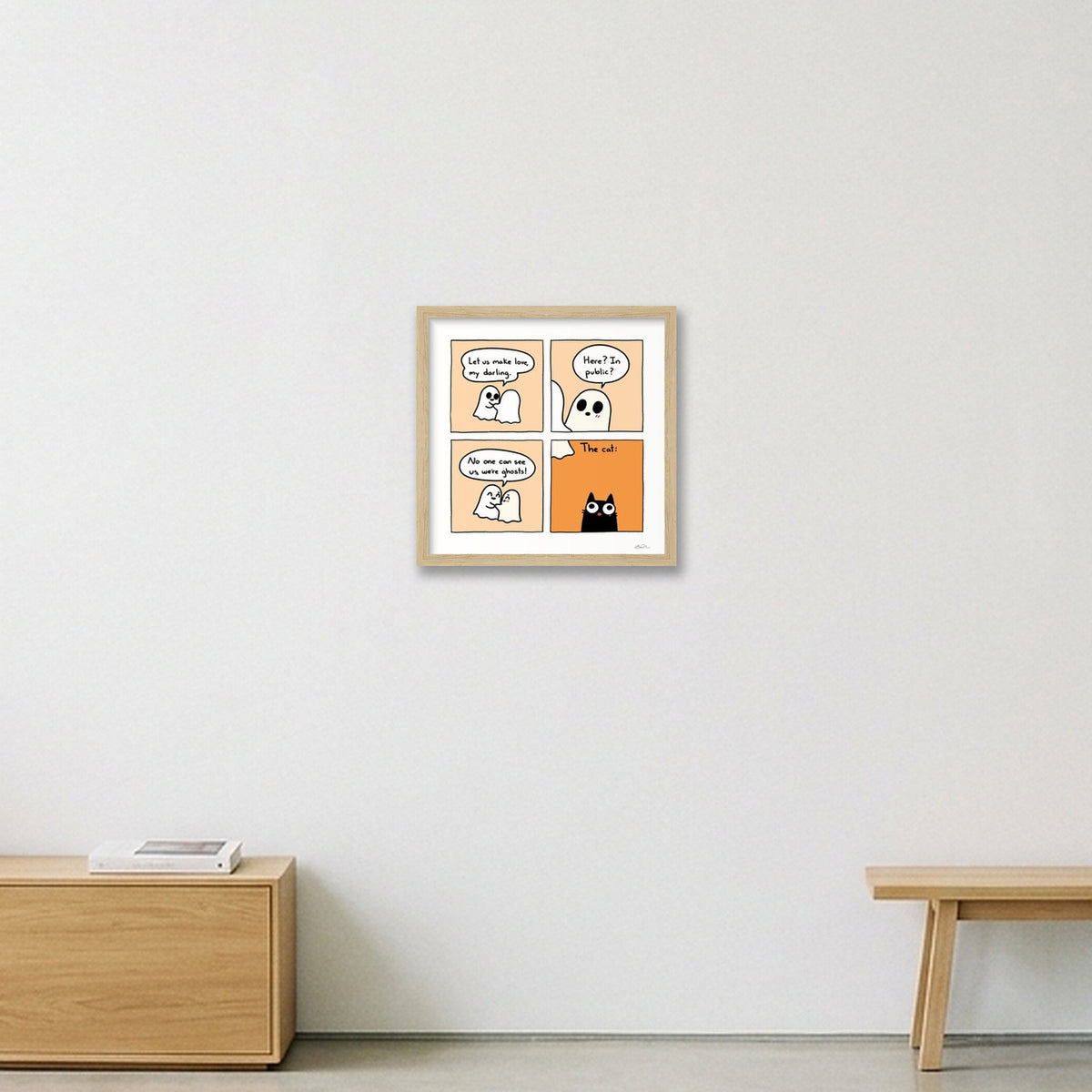 What The Cat Sees — 30×30cm, 12×12" Oak Frame